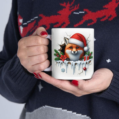 Christmas fox 3d mug - perfect for the holidays drinkware washable reuse reusable tumbler coffee cup ceramic xmas mugs tea festive gifts gir