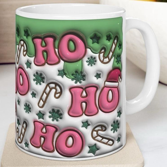 Ho ho ho christmas 3d mug - perfect for hot drinks - tumblers, drinkware cup bottles reusable ceramic washable  reuse gift obsession xmas mu