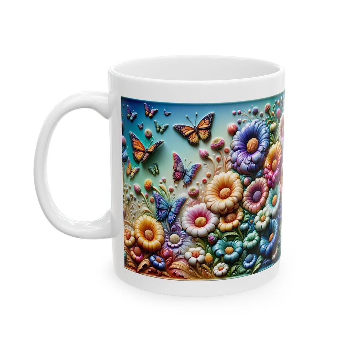 Multicoloured pretty garden 3d mug - perfect for your morning drinks - cup, drinkware tumblers bottles glass washable reusable ceramic coffe