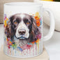 Cute spaniel dog floral art mug gift xmas christmas secret santa birthday puppy flower drinkware coffee washable tumbler reuse cup reusable