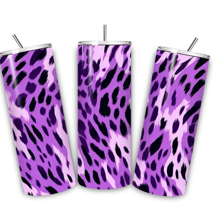 Purple leopard print tumbler 20oz - perfect for on-the-go hydration - vacuum flask - cup drinkware mug bottles water bottles bottled portabl