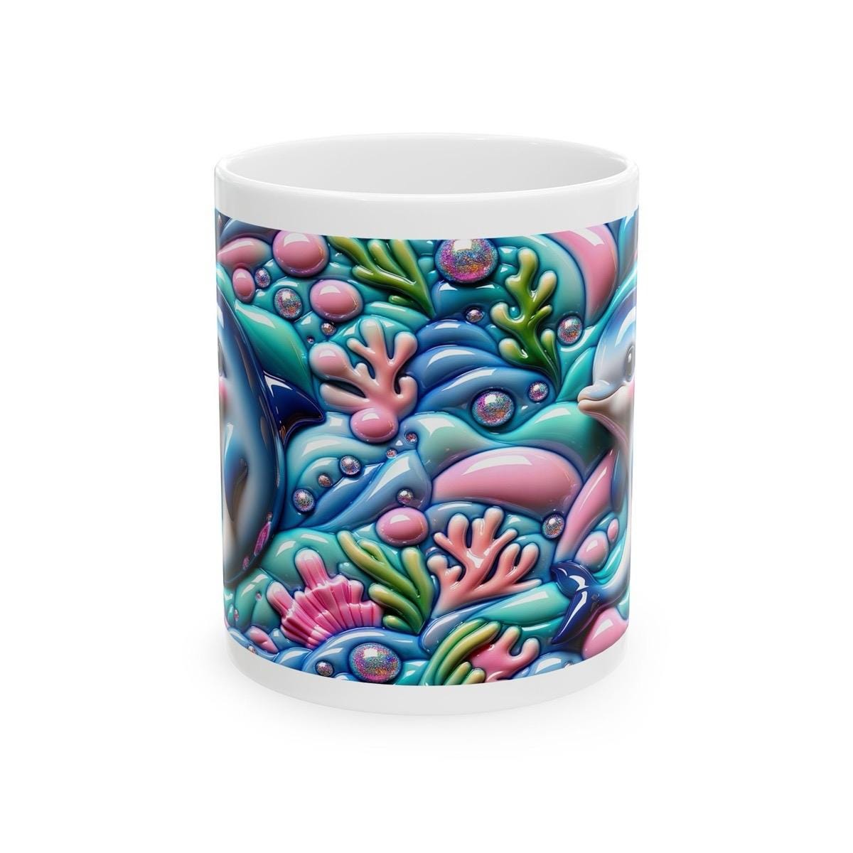 Dolphin dreams 3d mug - perfect for your morning drinks - tumblers, drinkware cup ceramic bottles reuse washable coffee reusable glass xmas