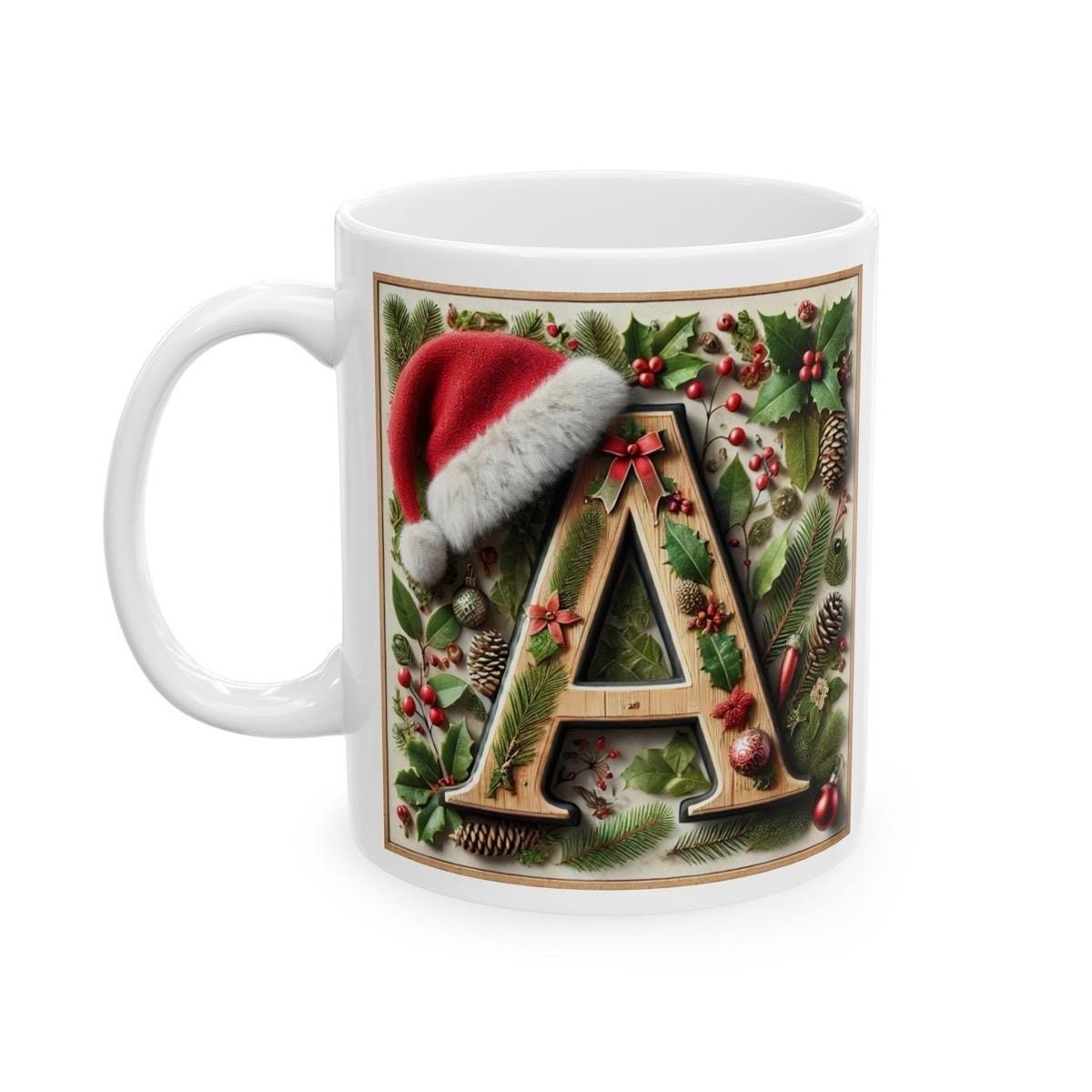Personalised 'a' edition christmas mug - unique gift for xmas - stocking filler - drinkware washable reusable reuse ceramic cup tumbler coff