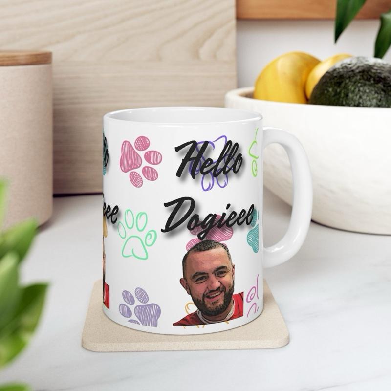 Hello doggie mug mashtag brady hello doggy mug - perfect for drinks - cup, drinkware washable reusable tumblers reuse ceramic coffee bottles