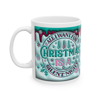 All i want for christmas is a silent night 3d embossed mug secret santa gift drinkware reusable reuse washable tumbler ceramic cup coffee fu