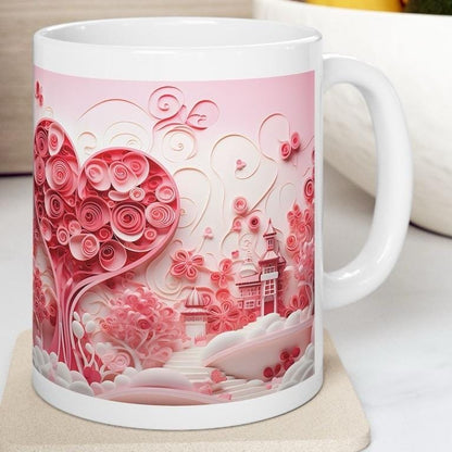 Barbie style 3d pink hearts valentine's mug - perfect gifts for xmas christmas - drinkware, tumblers girlfriend boyfriend wife husband secre