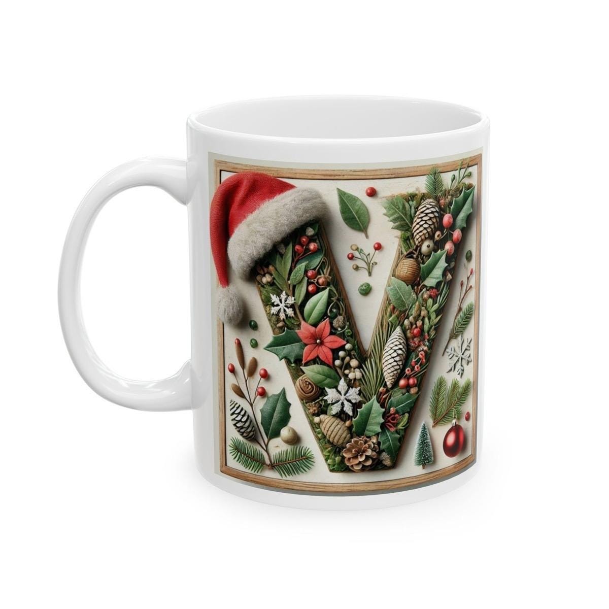 Personalised 'v' edition christmas mug - unique gift for xmas - stocking filler - drinkware washable reusable reuse ceramic cup tumbler coff