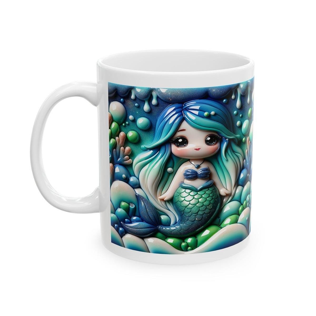 Cute mermaid 3d mug - perfect for coffee and tea - tumblers, drinkware cup bottles washable reusable ceramic reuse xmas mugs festive kids ch