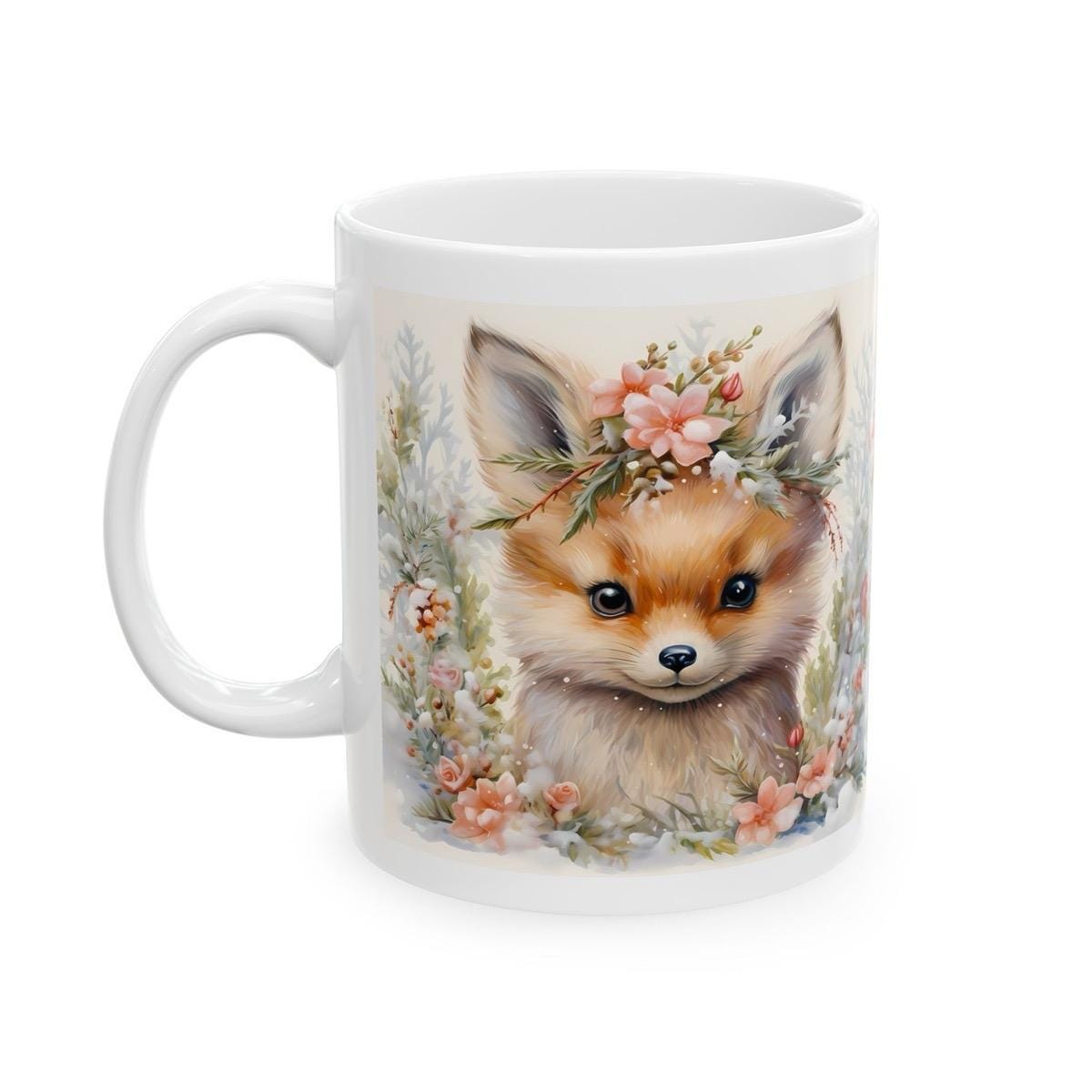 Cute fox christmas mug - secret santa gift and stocking filler drinkware washable tumbler reuse cup ceramic coffee reusable xmas mugs tea fe