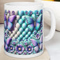 Turquoise purple quilted 3d butterfly mug for hot beverages - drink, drinkware washable reusable cup reuse tumbler coffee ceramic xmas mugs