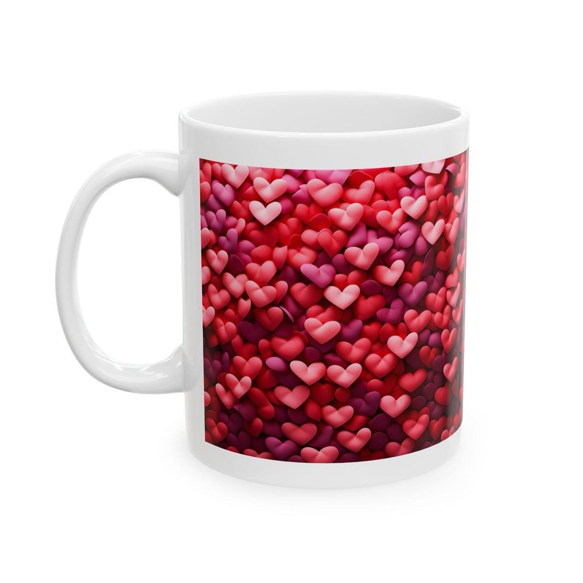 Red pink hearts 3d heart mug - perfect xmas christmas gift for secret santa or stocking filler valentine’s day, girlfriend - drinkware reu