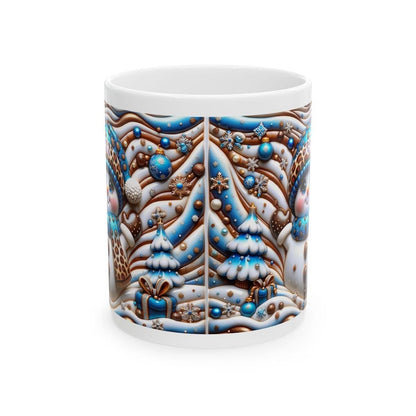 3d snowman christmas mug – cosy winter design with blue and gold accents, perfect festive gift! drinkware reusable tumbler washable reuse
