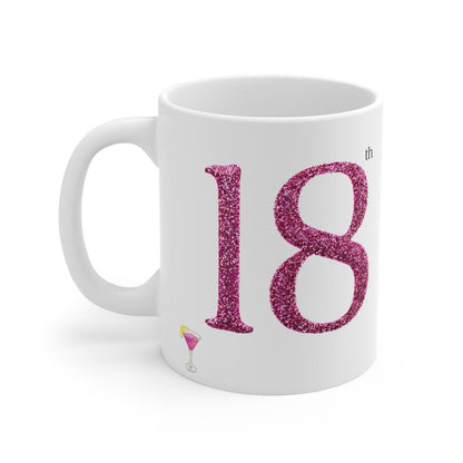 Pink glittery style 18th birthday gift mug for office and home - drinkware, cup reusable tumblers reuse coffee bottles ceramic washable girl