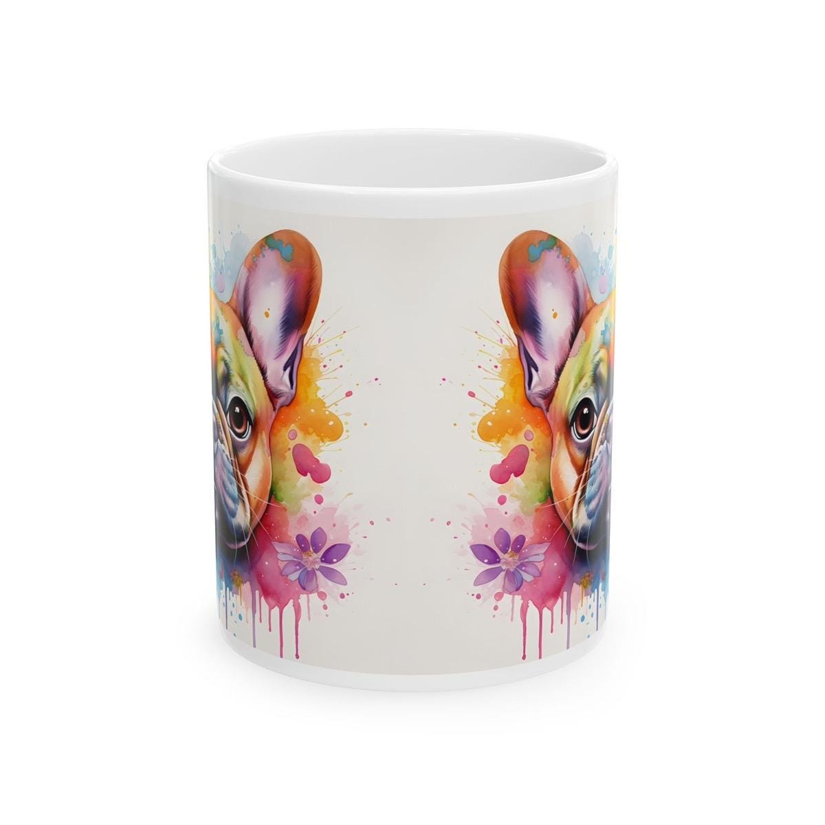 French bulldog floral coffee mug - perfect xmas christmas gift for coffee lovers - drinkware, tumblers washable cup reusable reuse ceramic t