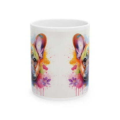 French bulldog floral coffee mug - perfect xmas christmas gift for coffee lovers - drinkware, tumblers washable cup reusable reuse ceramic t