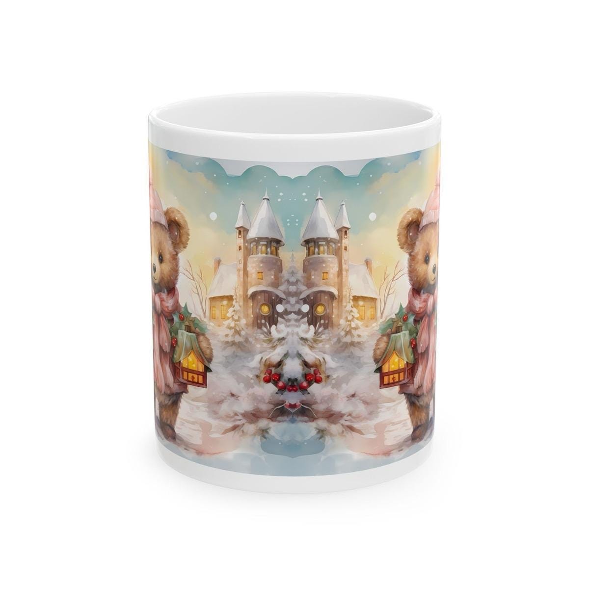 Cute christmas bear mug - secret santa stocking filler - perfect gift for the holidays - gifts drinkware reusable tumbler washable reuse cup