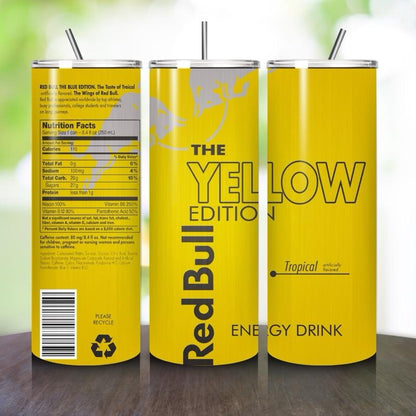 Red bull yellow edition tumbler 20oz - style perfect for on-the-go hydration - vacuum flask - cup drinkware mug bottles water bottles bottle