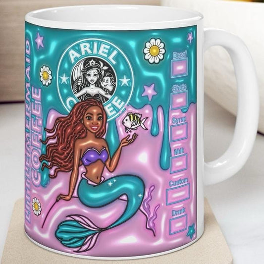 Ariel mermaid mug - perfect xmas gift for drinkware fans - tumblers cup ceramic bottles washable reusable reuse coffee funny cute