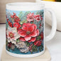 Winter christmas pink flowers 3d mug - secret santa - stocking filler - perfect gift for office supplies drinkware tumbler washable reuse re