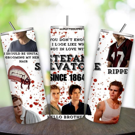 Vampire diaries stefan salvatore tumbler 20oz - perfect for on-the-go hydration - vacuum flask - cup drinkware mug bottles water bottles bot