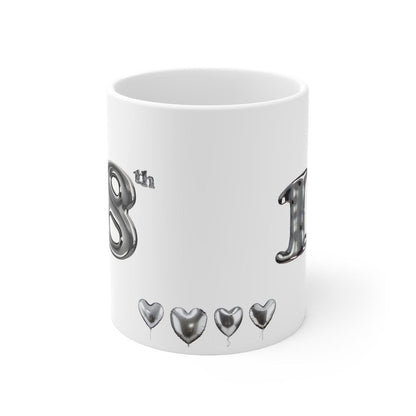 Silver style 18th birthday gift mug - perfect for celebrating - cup, drinkware tumblers washable reusable bottles reuse ceramic coffee cute