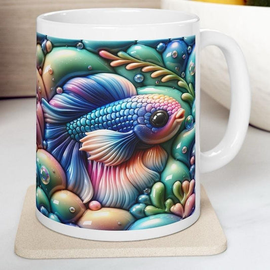 Mystic fish rainbow reef 3d mug - perfect for drinks - drinkware washable reuse cup ceramic coffee tumbler xmas mugs tea festive fun reusabl