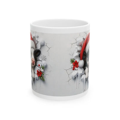 Cute baby cow calf christmas 3d mug - perfect for drinks - tumblers, drinkware cup coffee reusable washable ceramic reuse xmas mugs tea fest