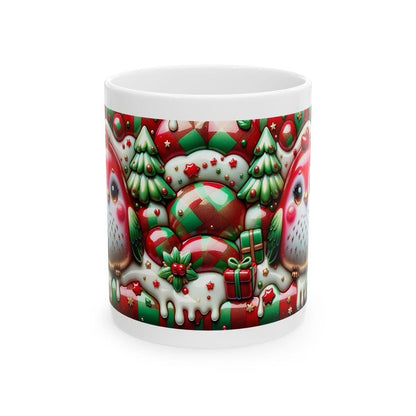 3d christmas robin mug – festive red and green design with adorable holiday details, perfect for gift-giving! drinkware reusable washable