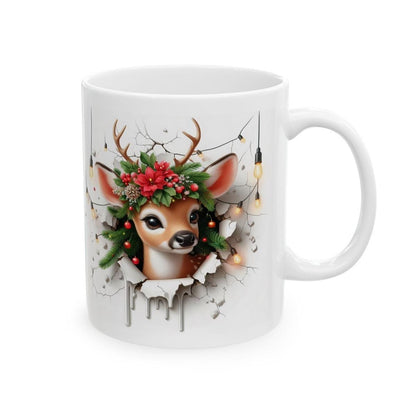 Christmas deer 3d mug - perfect for hot drinks this winter - tumblers, drinkware cup bottles ceramic washable reusable reuse coffee xmas mug
