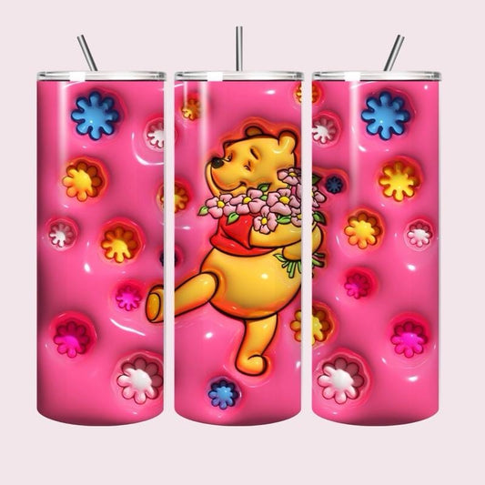 Winnie pooh tumbler 20oz pink - cute design for drinking enthusiasts - portable flask for on-the-go beverages drinkware mug water bottles bo