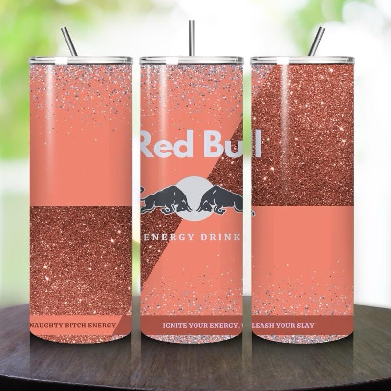 Red bull tumbler 20oz - peach orange glitter style perfect for on-the-go hydration - vacuum flask - cup drinkware mug bottles water bottles