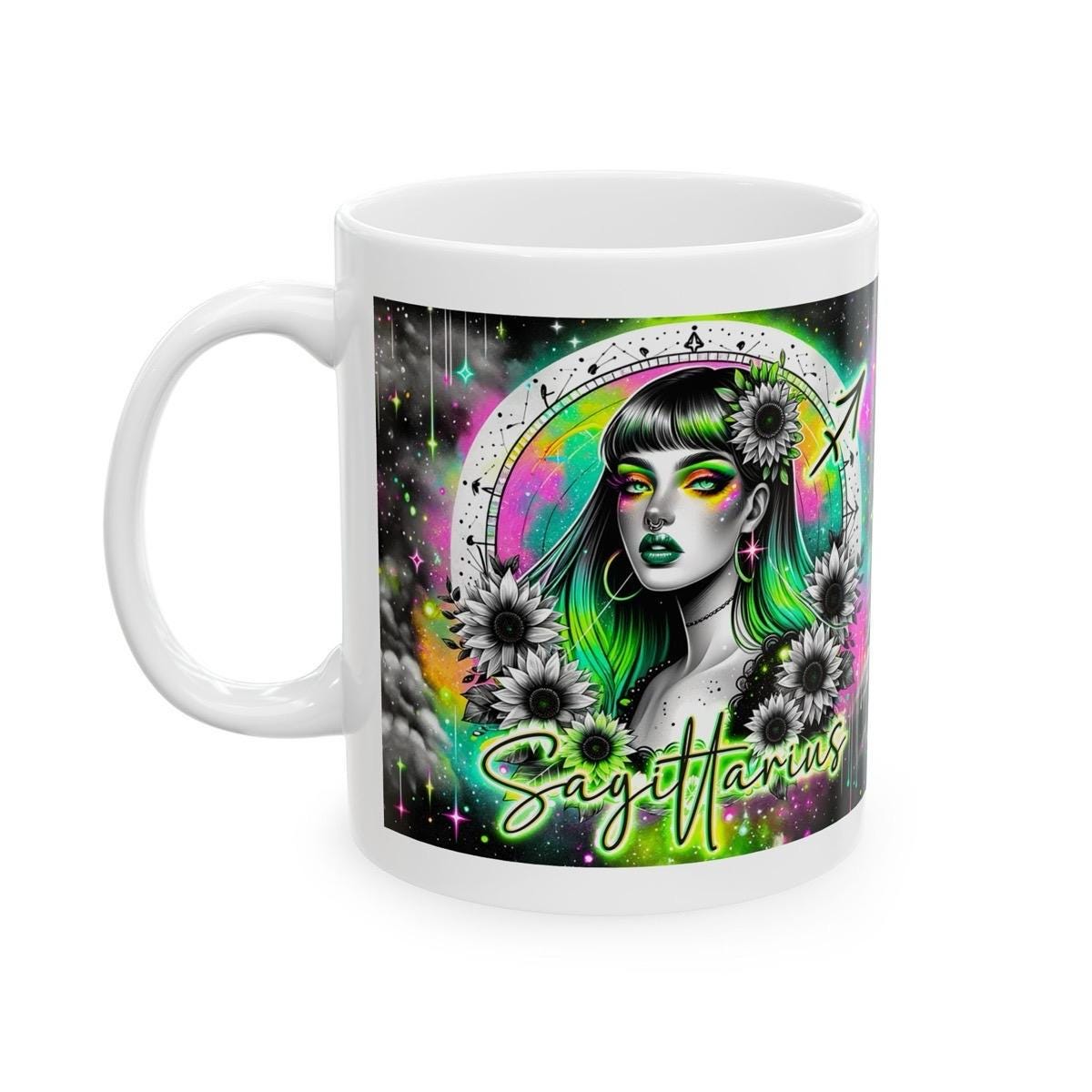 Sagittarius star sign astrology mug gift - perfect for coffee and tea - tumblers, drinkware cup bottles reusable glass washable reuse cerami