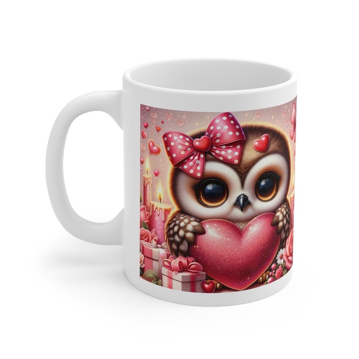Cute owl heart valentine's day mug - perfect gift for your valentine - cup, drinkware tumbler washable reusable coffee ceramic reuse girly c