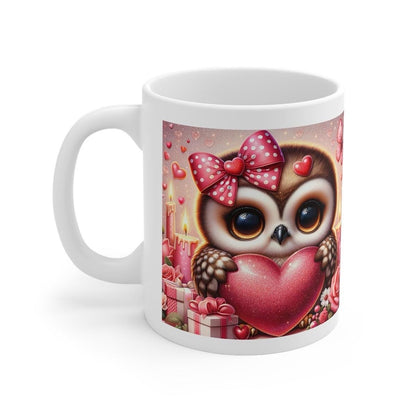 Cute owl heart valentine's day mug - perfect gift for your valentine - cup, drinkware tumbler washable reusable coffee ceramic reuse girly c