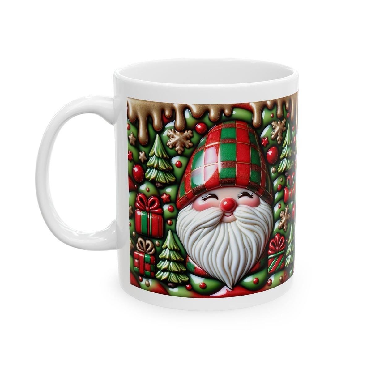 3d sparkly festive santa mug - cozy holiday design with red and green accents - perfect christmas gift drinkware reuse reusable coffee washa