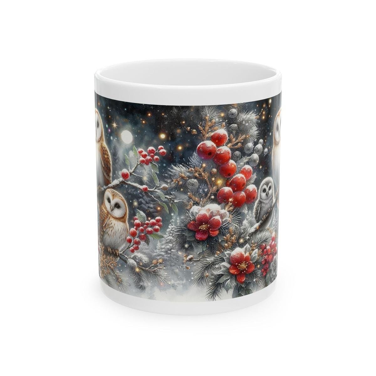 Owl family christmas mug - perfect for the holidays - cup, drinkware tumblers reusable bottles washable ceramic coffee reuse xmas mugs tea f