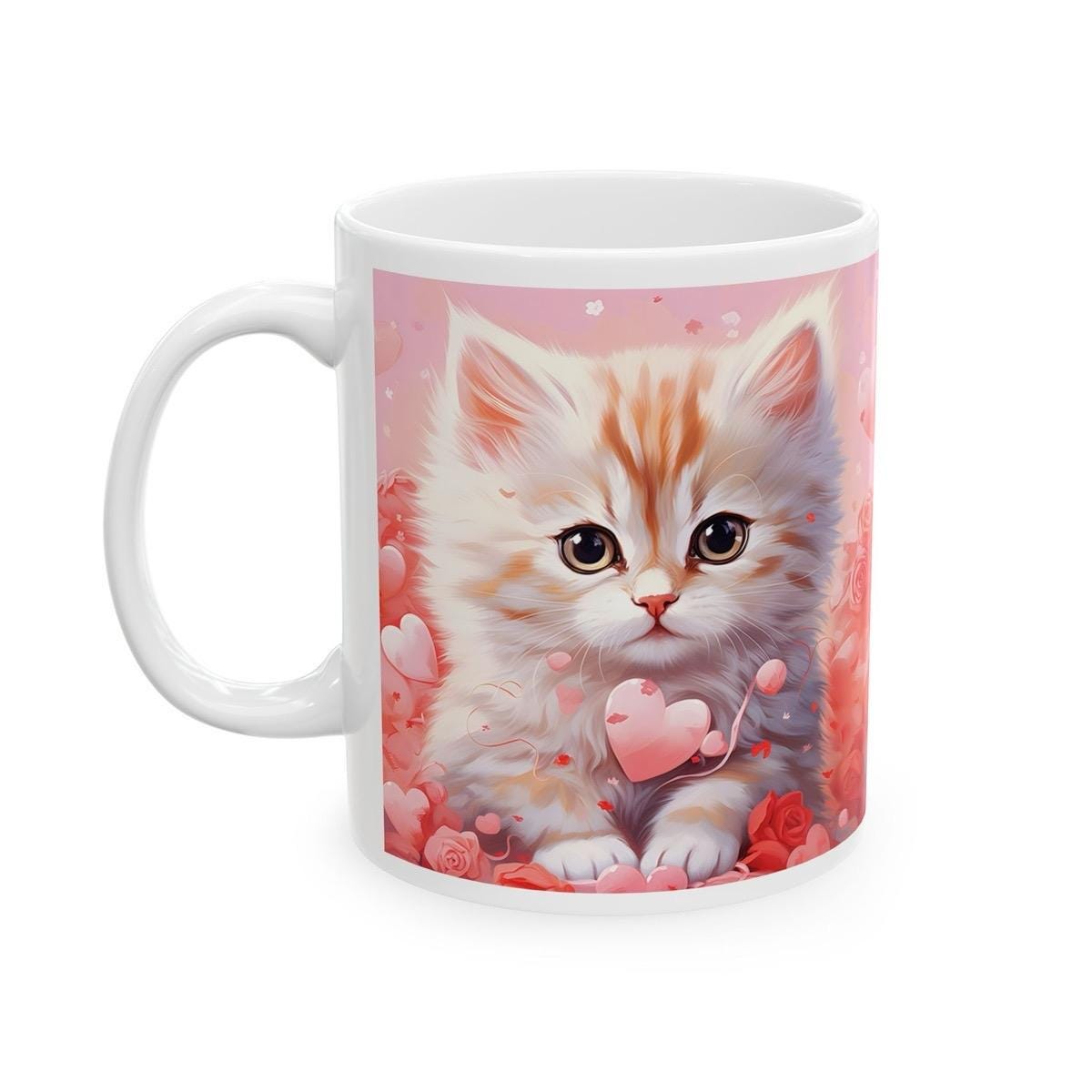 Cute kitten mug gifts for xmas and valentines - perfect for coffee and tea - kitty, drinkware tumblers cup washable ceramic reuse reusable g