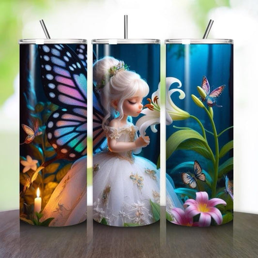 Fairy butterfly tumbler 20oz - perfect for on-the-go hydration - vacuum flask - cup drinkware mug bottles water bottles bottled portable gif