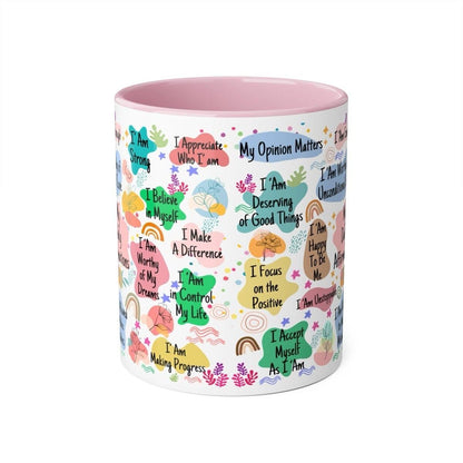 Daily affirmations cute mug mental health self care - perfect for drinking - drinkware, tumblers cup bottles reusable reuse ceramic washable