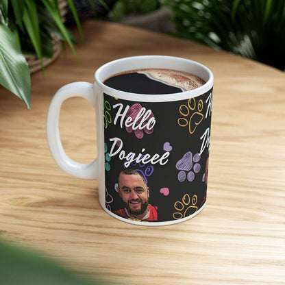 Hello doggie mug mashtag brady hello doggy mug - perfect for drinks - cup, drinkware washable reusable tumblers reuse ceramic coffee bottles