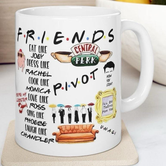 Classic tv show friends style mug - 90s tv - xmas christmas gift - ceramic coffee cup - drinkware tumbler reusable reuse washable fun mugs f