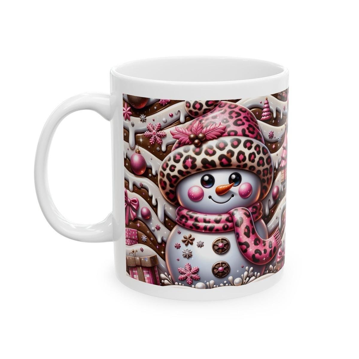 3d snowman christmas mug – cosy winter design with pink and brown accents, perfect festive gift! drinkware reusable tumblers cup washable