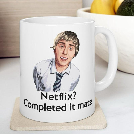 Funny mug - inbetweeners netflix completed it mate mug - funny inbetweeners jay cartwright gift coffee mug drinkware washable reusable tumbl