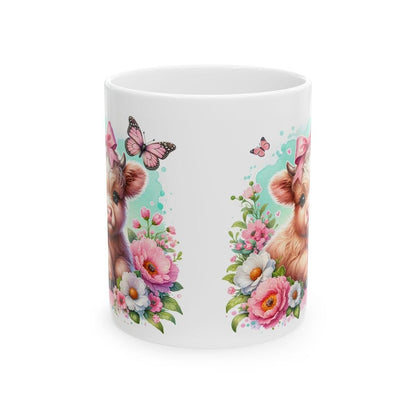 Cute highland cow and butterfly 3d mug - perfect for your morning drinks - drinkware washable tumbler cup coffee reusable reuse ceramic xmas