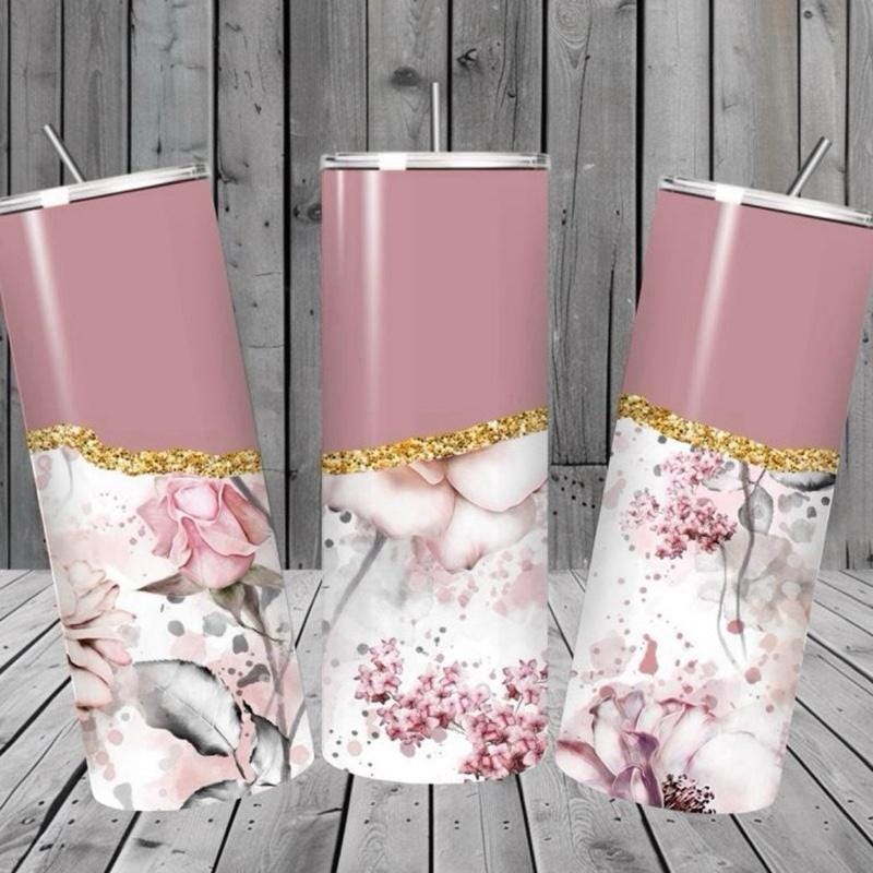 Pink marble flower tumbler 20oz - cute design for drinking enthusiasts - portable flask for on-the-go beverages drinkware mug water bottles