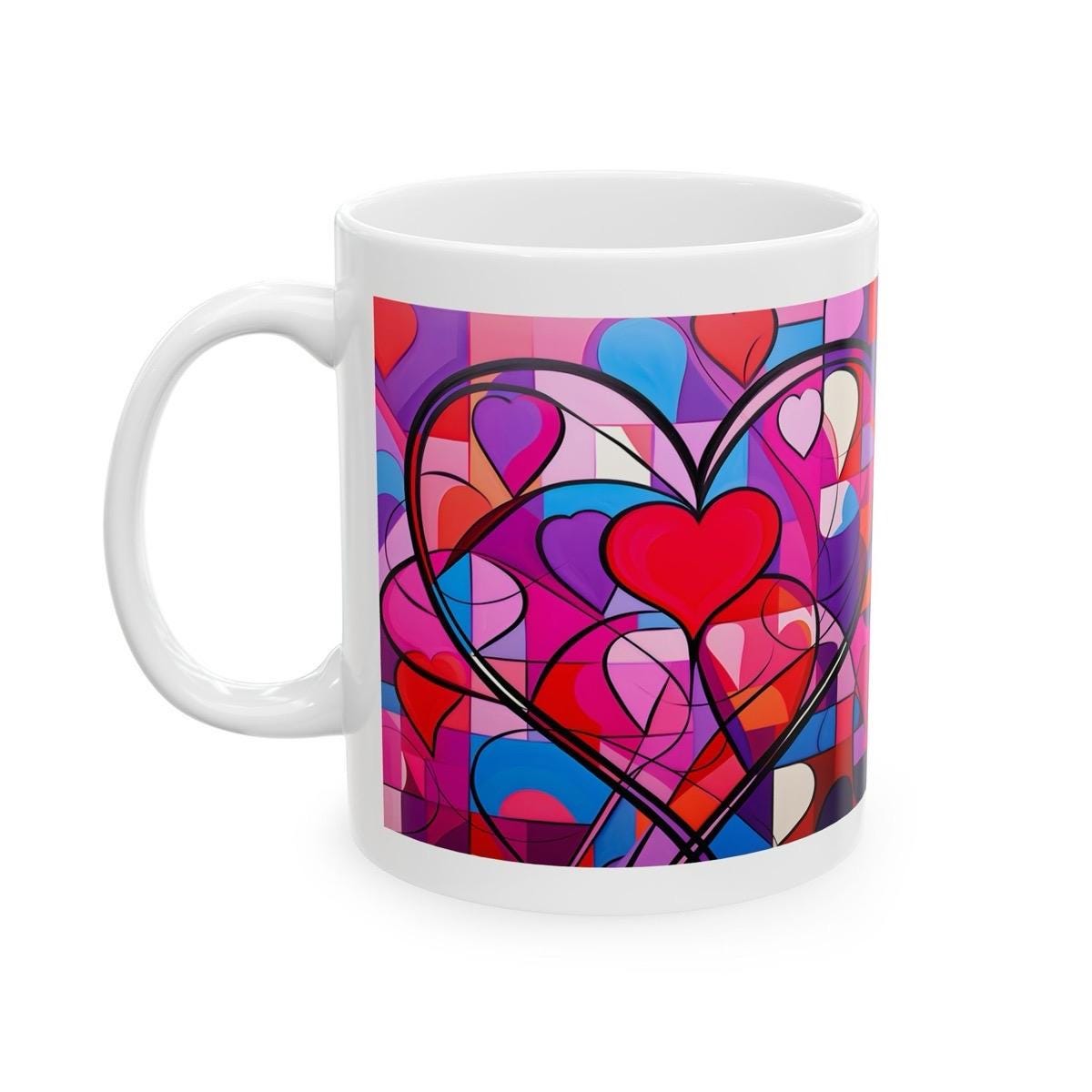 Valentine's day xmas christmas heart mug - cute design - drinkware washable reusable cup tumbler coffee reuse ceramic girly cute mugs gifts