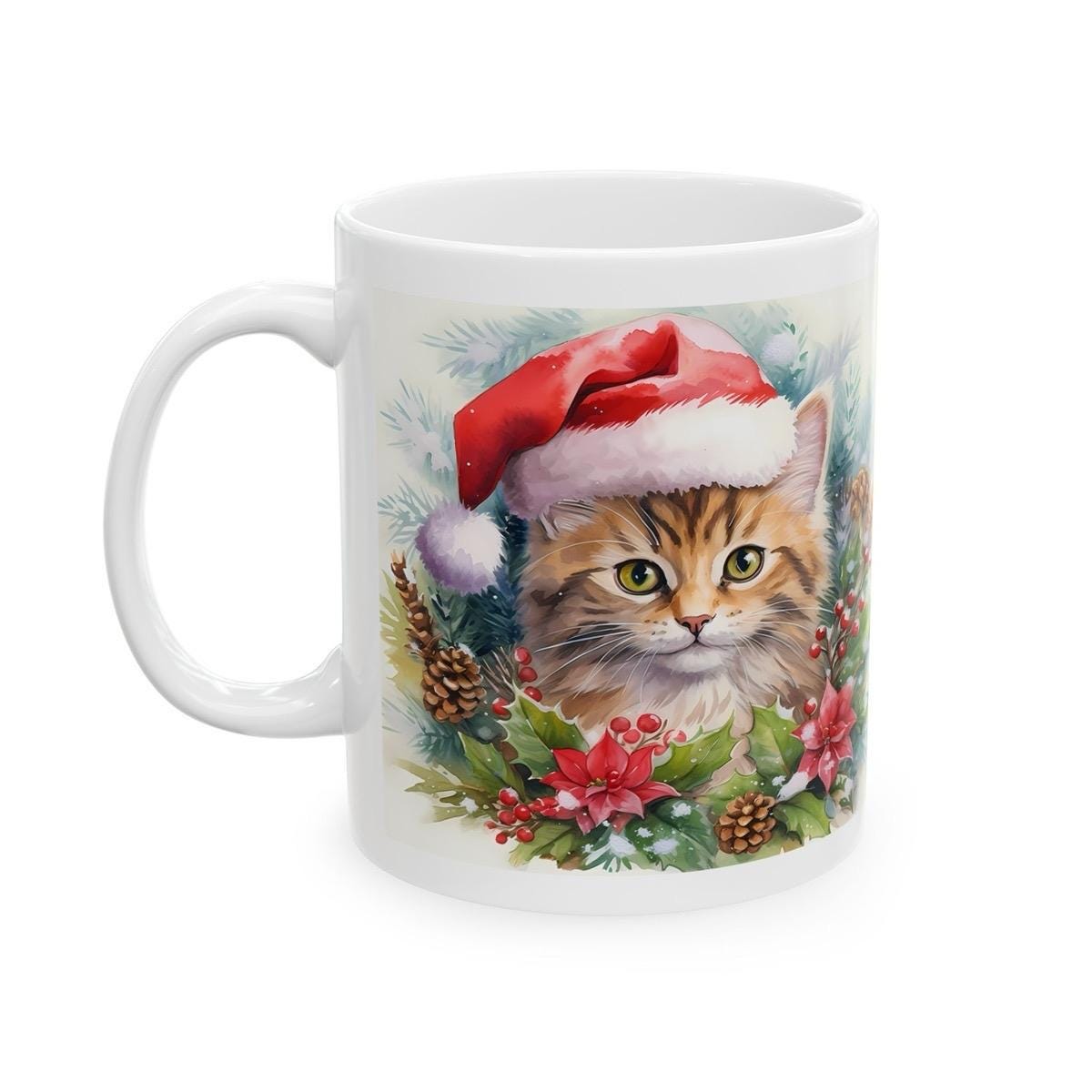 Cute kitten cat mug - perfect christmas secret santa stocking filler gift for coffee lovers - gifts drinkware tumbler cup washable reuse reu