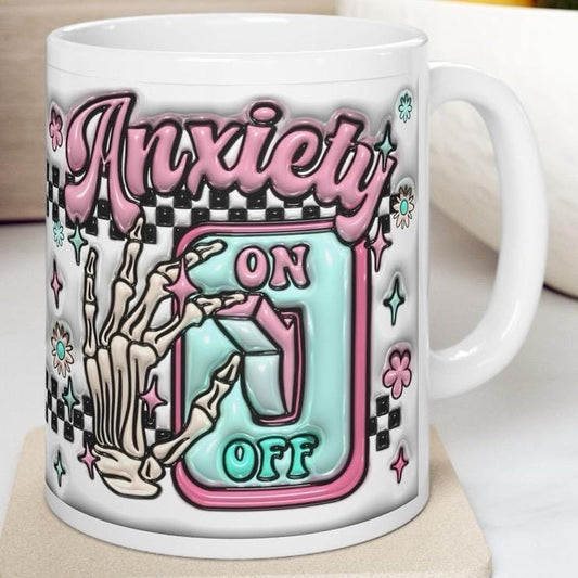 Anxiety on off switch mug for mental health cup - perfect gift for anxious individuals drinkware reusable washable coffee ceramic cup reuse
