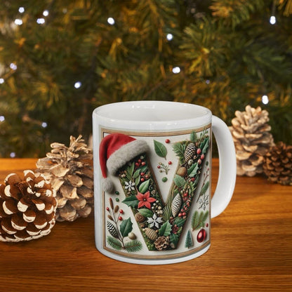 Personalised 'v' edition christmas mug - unique gift for xmas - stocking filler - drinkware washable reusable reuse ceramic cup tumbler coff