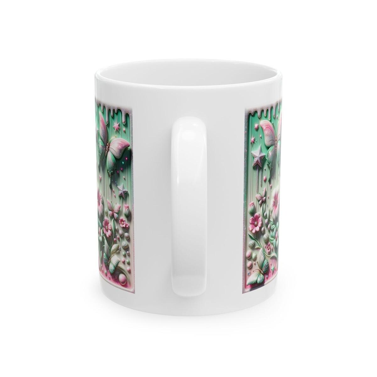 Butterfly flower star 3d mug - perfect for coffee and tea xmas mugs festive  drink drinkware washable reusable tumbler reuse ceramic cute gi